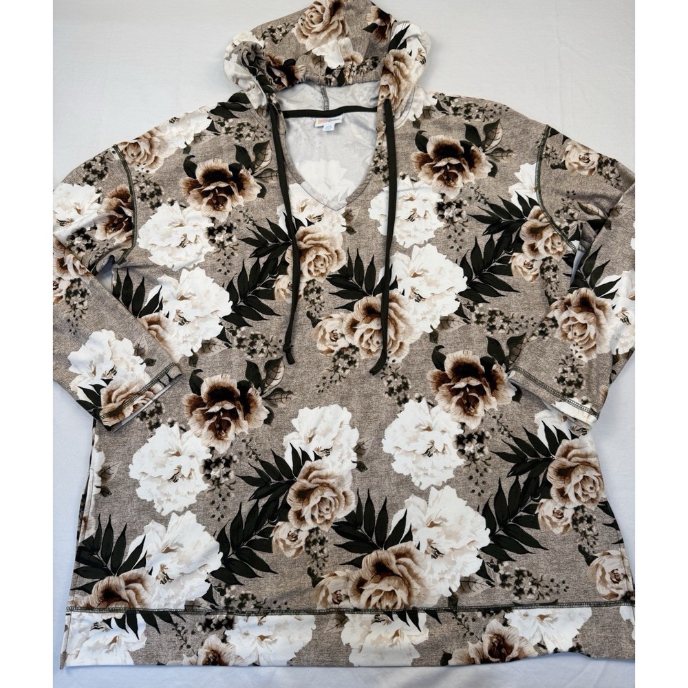 LuLaRoe 2XL Eliza Long Sleeve Top with Floral Pattern Romantic Feminine EUC